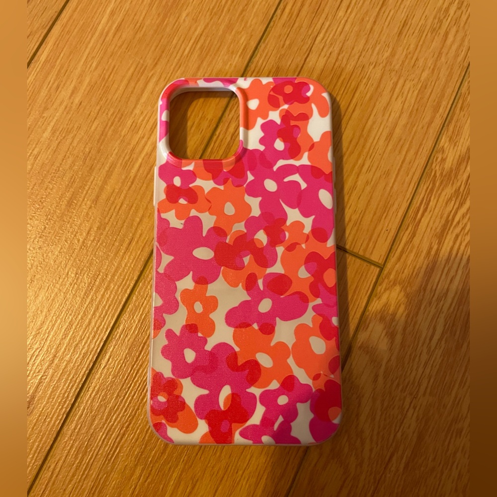 Floral Pattern Phone Case - Pink and Orange